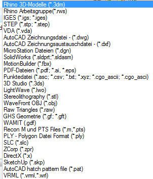 Dateitypen, die ich für zukünftige Projekte importieren kann.